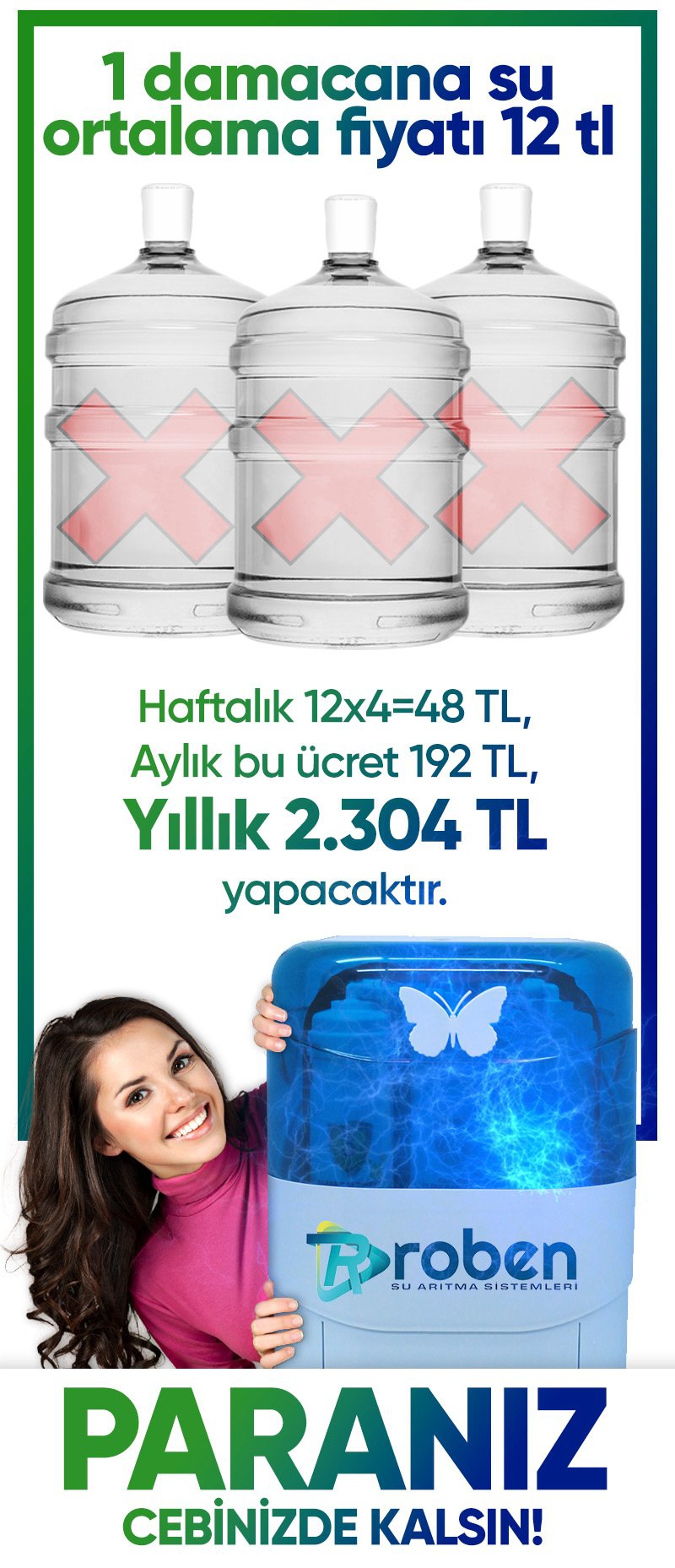 Denizli Montaj Dahil Roben Water Su Arıtma Cihazı Pompalı