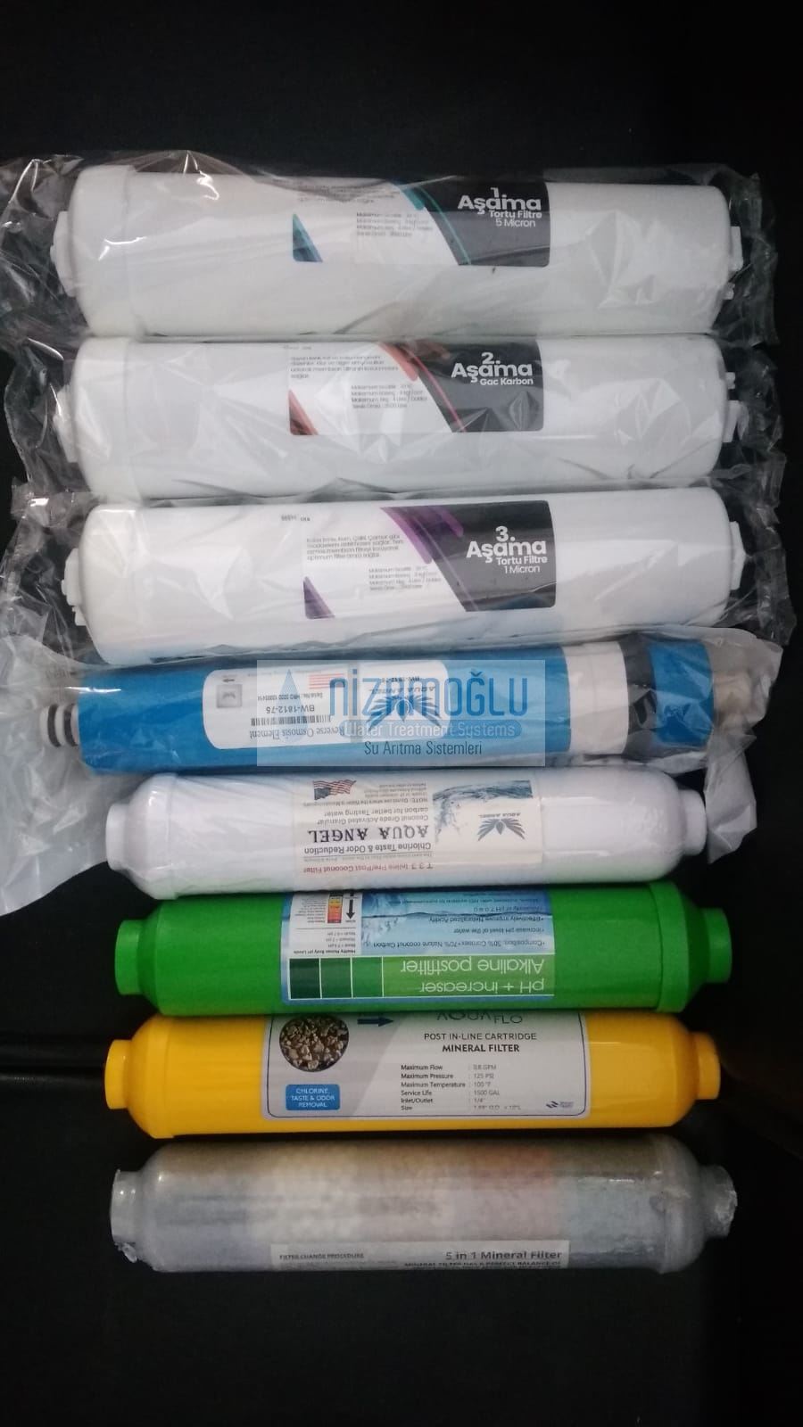 Su Arıtma Cihazı Filtresi 8 Li Filtre Seti Paket 12 Aşama USA Membran