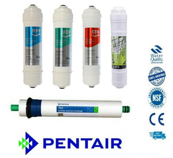 Puretech İnline Set 3Lü + Pentair Membran +Coco Post Karbon